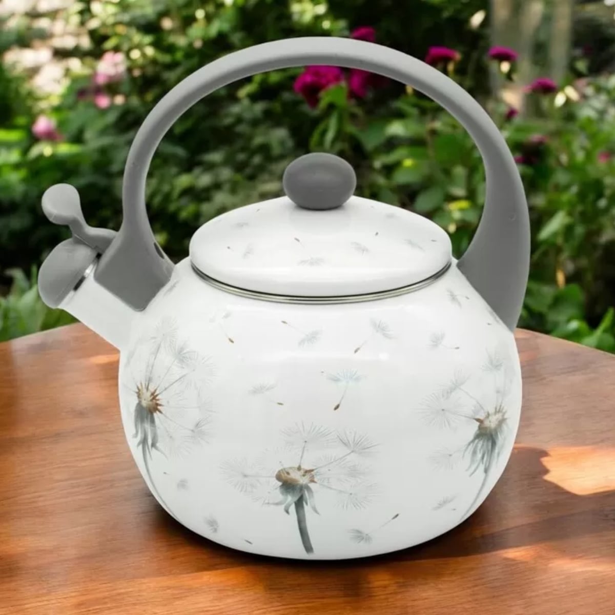 Czajnik tradycyjny z gwizdkiem emaliowany 2.2 L biały folk Tragar