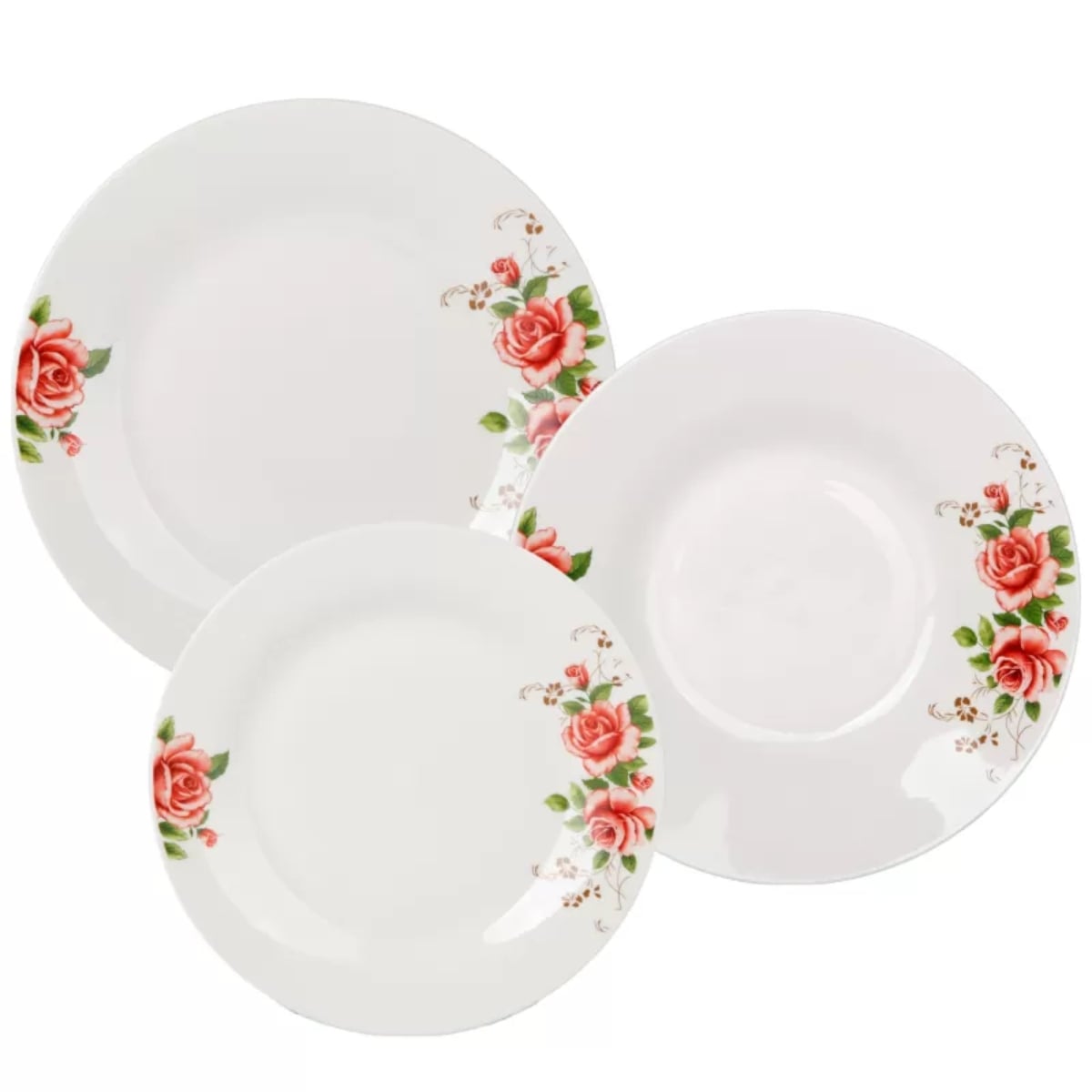 Serwis obiadowy 18 elementów Bella Fiore zestaw talerzy dla 4 osób talerze w kwiaty