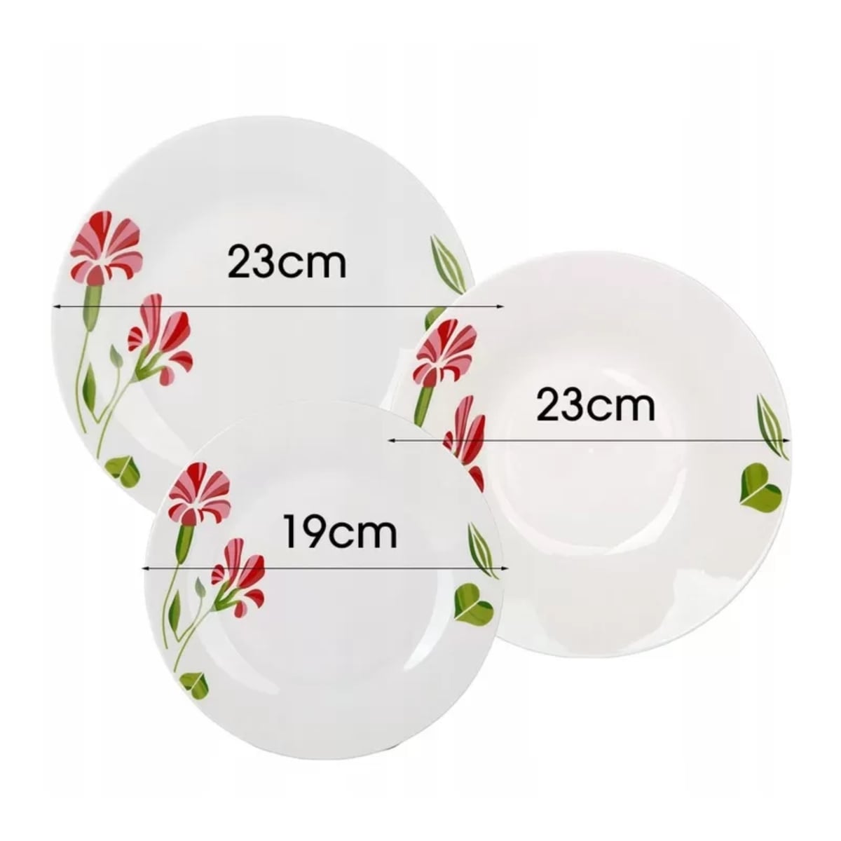 Serwis obiadowy 18 elementów Bella Fiore zestaw talerzy dla 6 osób talerze w kompozycji kwiatowej