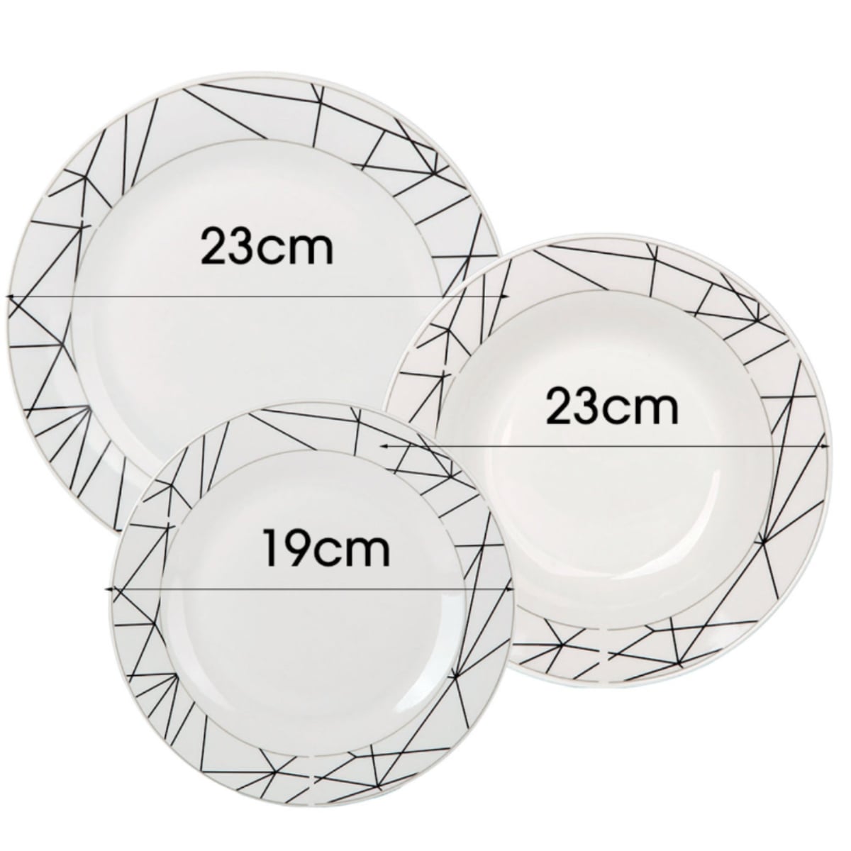 Serwis obiadowy 18 elementów Bella Fiore zestaw talerzy dla 6 osób talerze w linie