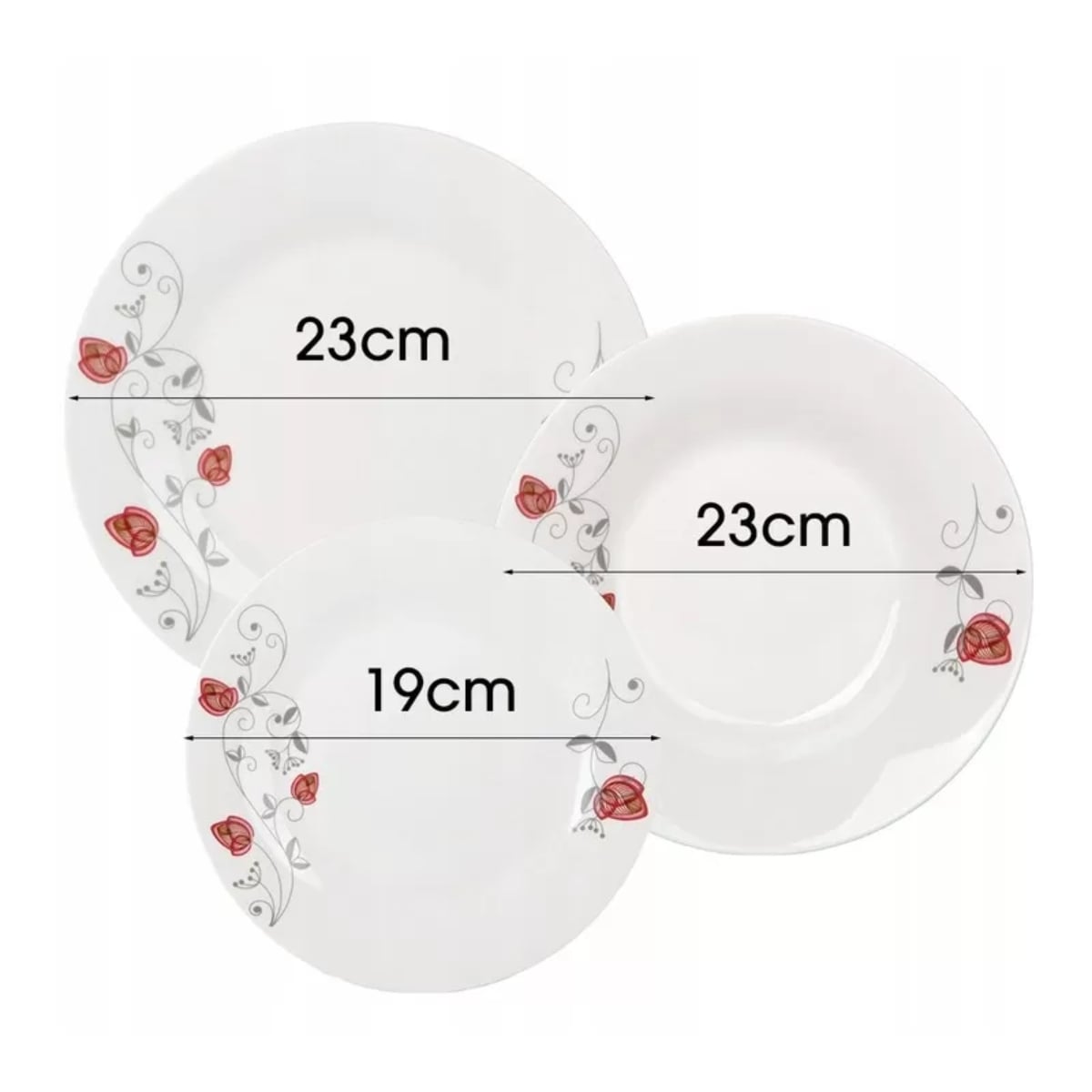Serwis obiadowy 18 elementów Bella Fiore zestaw talerzy dla 6 osób talerze w róże