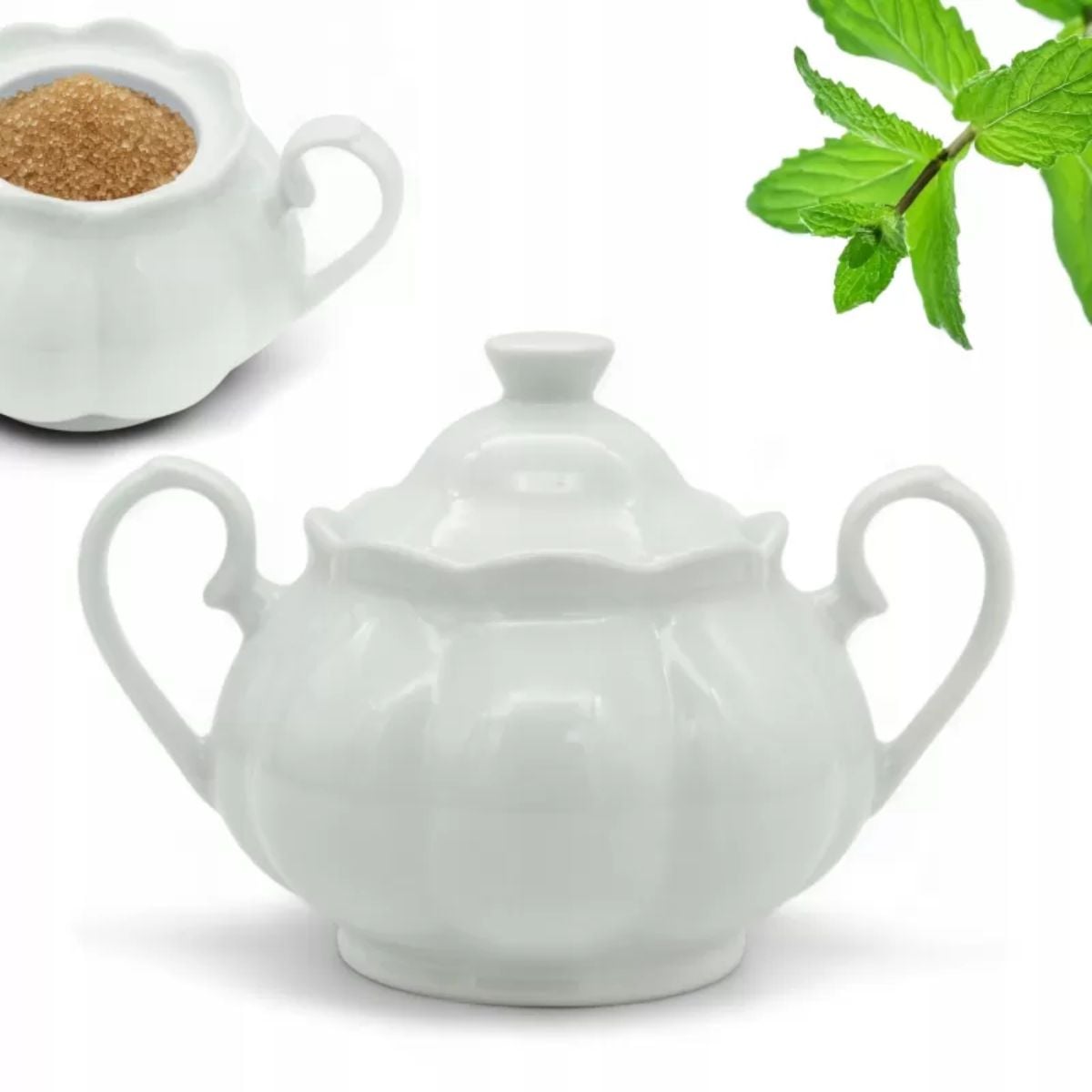 Cukiernica porcelanowa pojemnik na cukier 290 ml cukierniczka z pokrywą Tragar