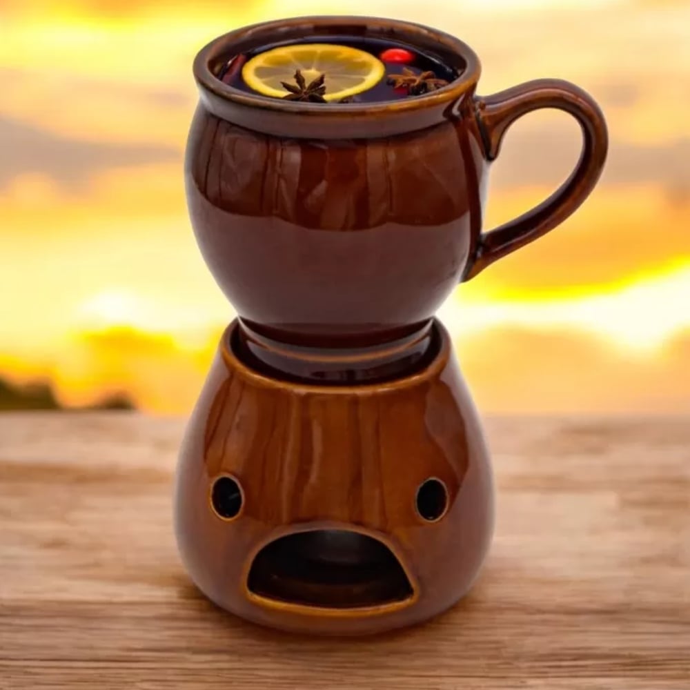 Kubek z podgrzewaczem na grzane wino piwo 250 ml  Kubek kamionkowy do grzańca góralski SBC03
