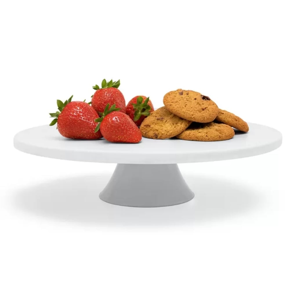 Patera porcelanowa 28 cm biała na ciasto i tort na nóżce Tragar
