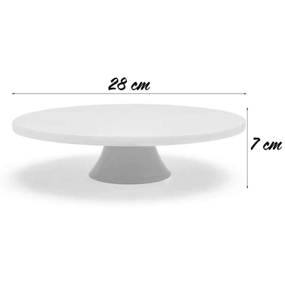 Patera porcelanowa 28 cm biała na ciasto i tort na nóżce Tragar
