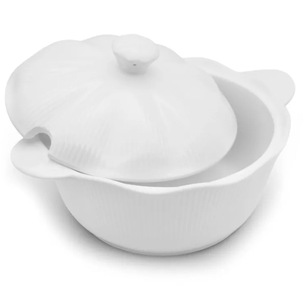 Waza porcelanowa z pokrywką biała do zup 2.4 L okrągła TRAGAR