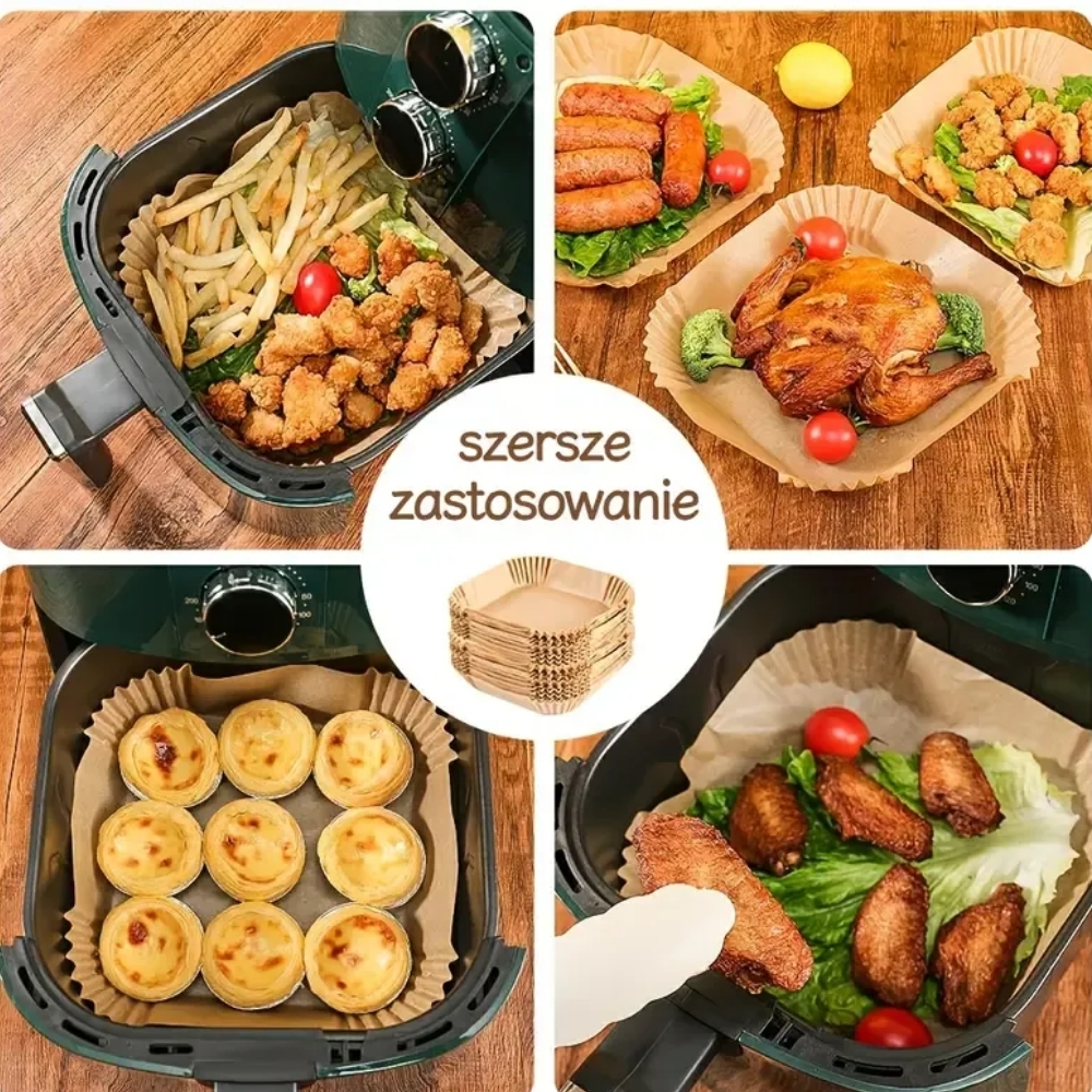 Wkłady papierowe 20x4.5cm 100 szt do frytkownicy beztłuszczowej air fryer