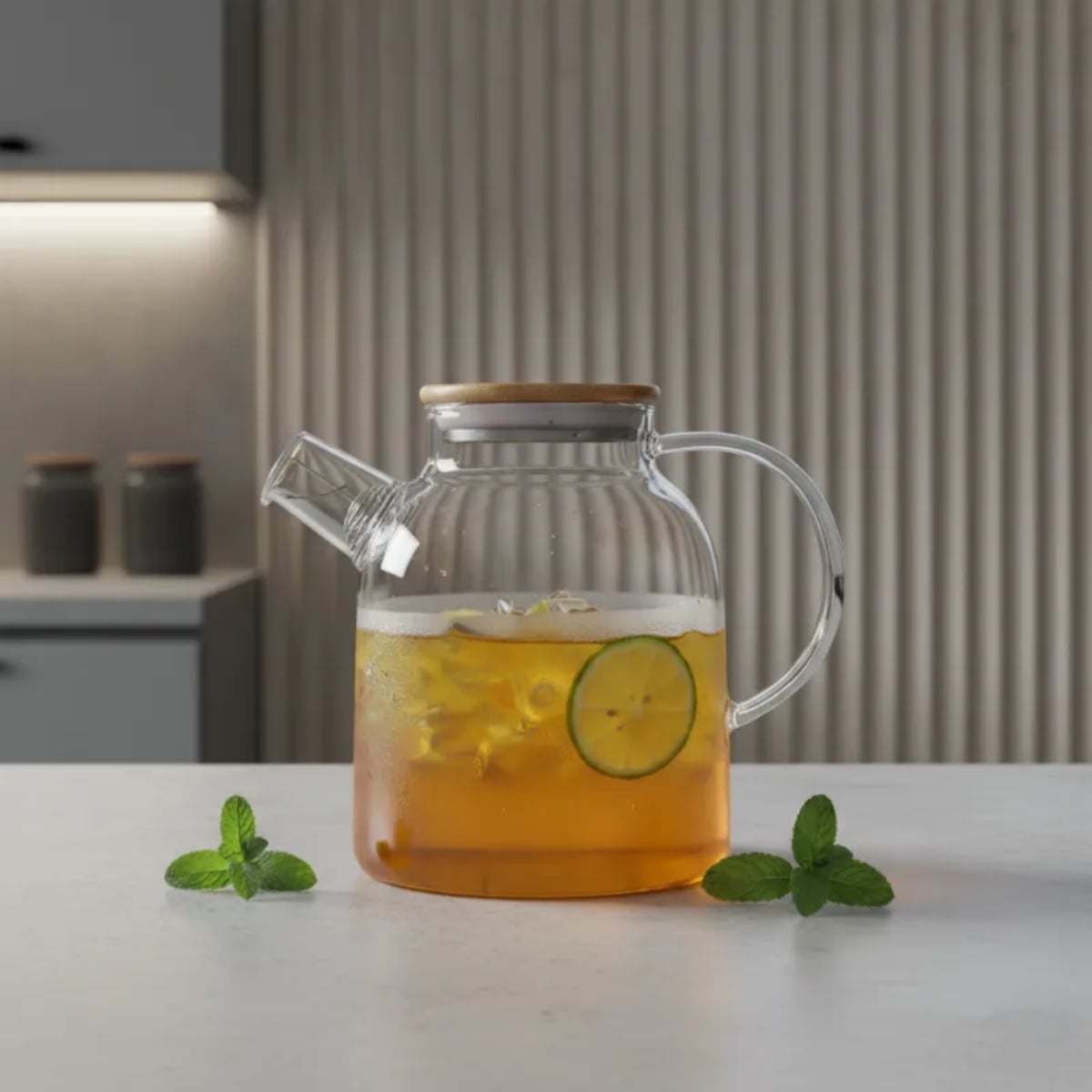 Szklany dzbanek do herbaty i naparów ziołowych z sitkiem i pokrywką 1,5 l Tragar