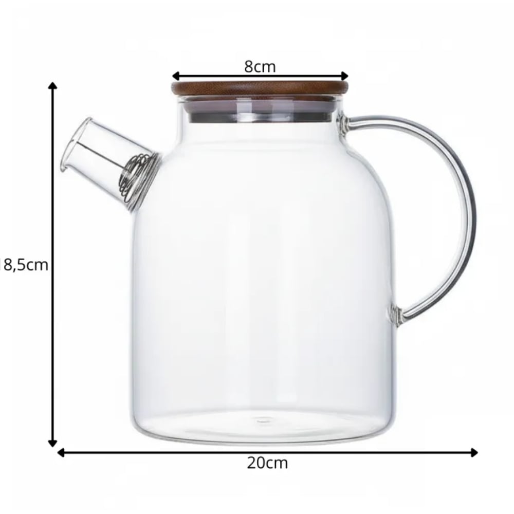 Szklany dzbanek do herbaty i naparów ziołowych z sitkiem i pokrywką 1,5 l Tragar