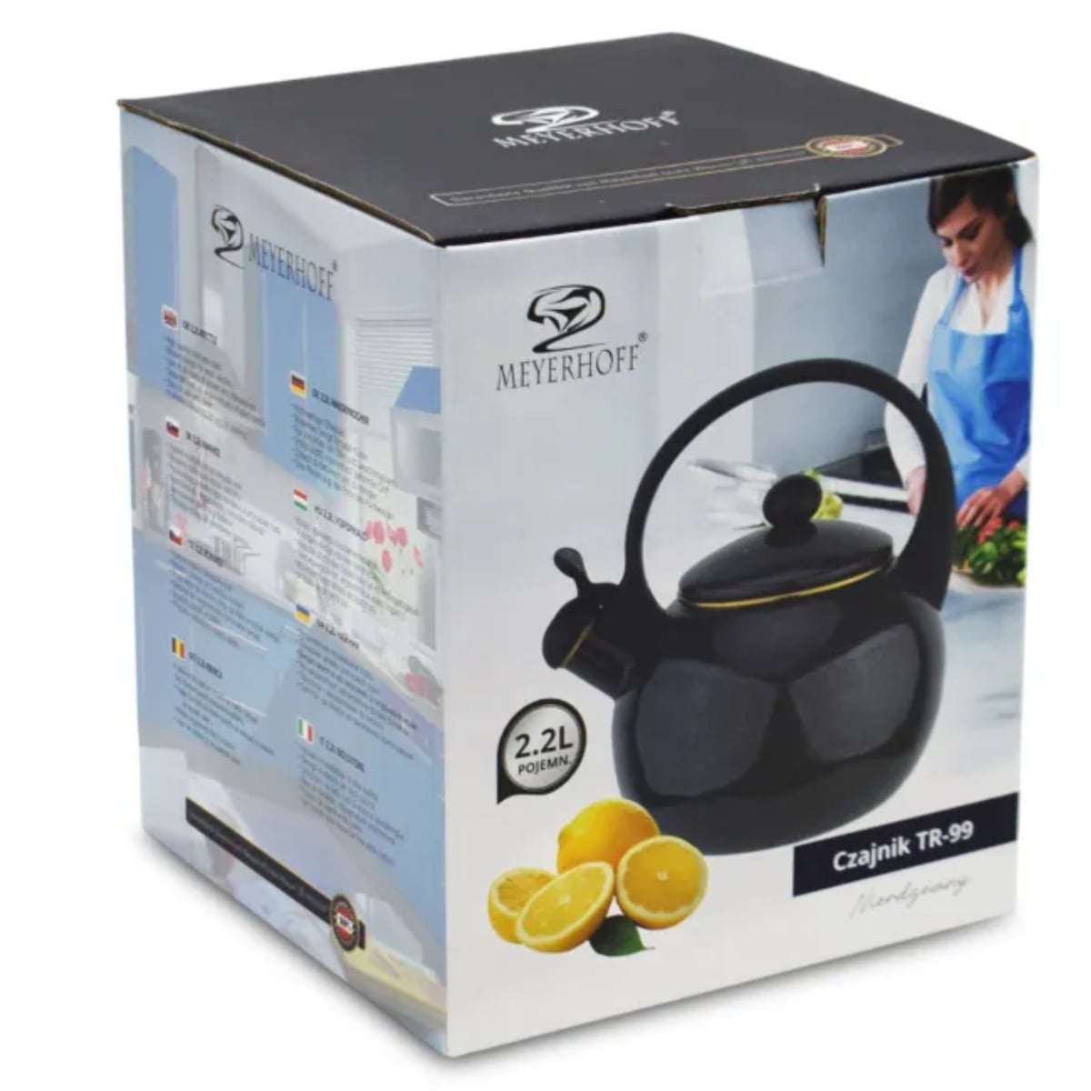 Czajnik tradycyjny z gwizdkiem emaliowany 2.2 L czarny sky Meyerhoff