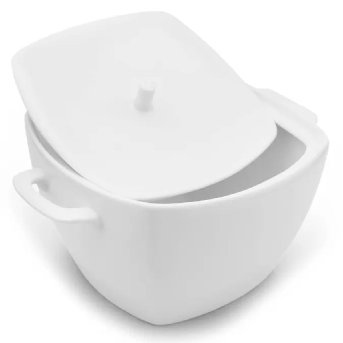 Waza porcelanowa z pokrywką biała do zup 2.7 L kwadratowa TRAGAR