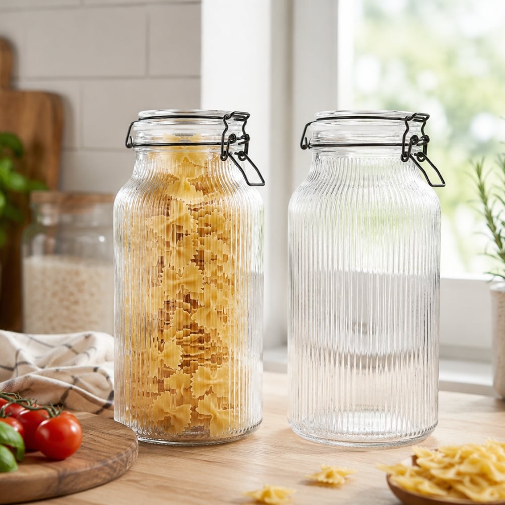 Słoik szklany ryflowany na przetwory 2600 ml hermetyczny z klamrą grawer Tragar