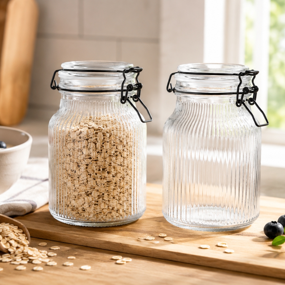 Słoik szklany ryflowany na przetwory 2600 ml hermetyczny z klamrą grawer Tragar