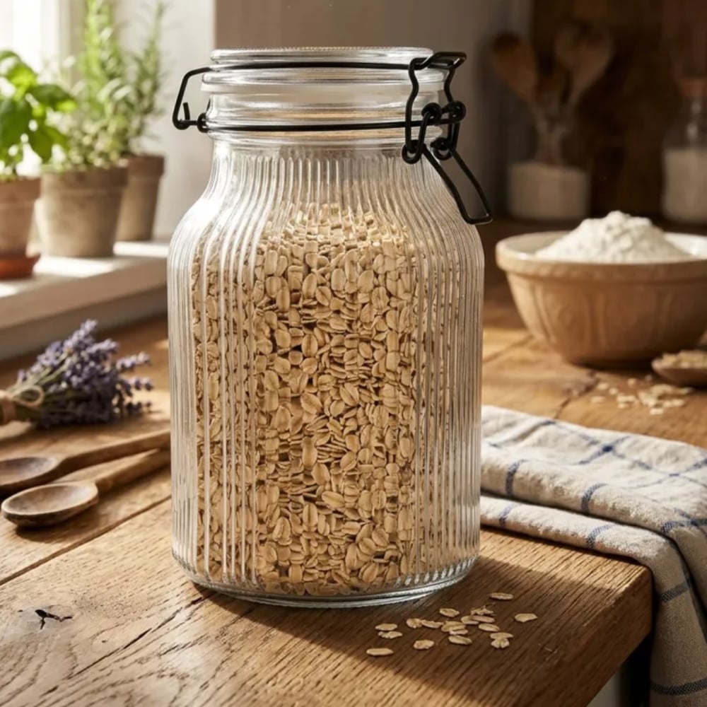 Słoik szklany ryflowany na przetwory 1700 ml hermetyczny z klamrą grawer Tragar