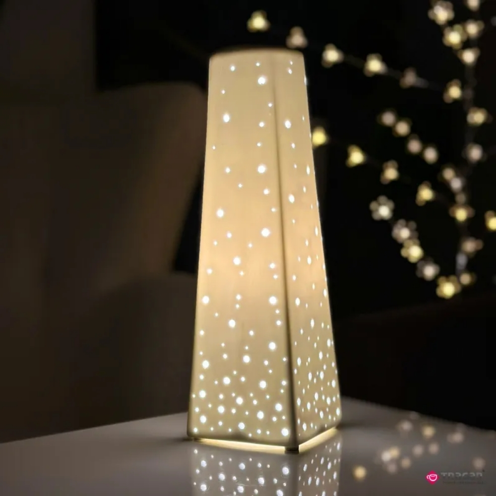 Lampka nocna ceramiczna 28CM porcelana ozdoba biała nowoczesna Tragar