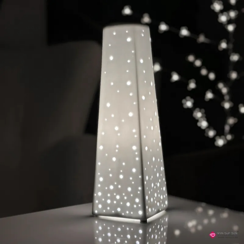 Lampka nocna ceramiczna 28CM porcelana ozdoba biała nowoczesna Tragar