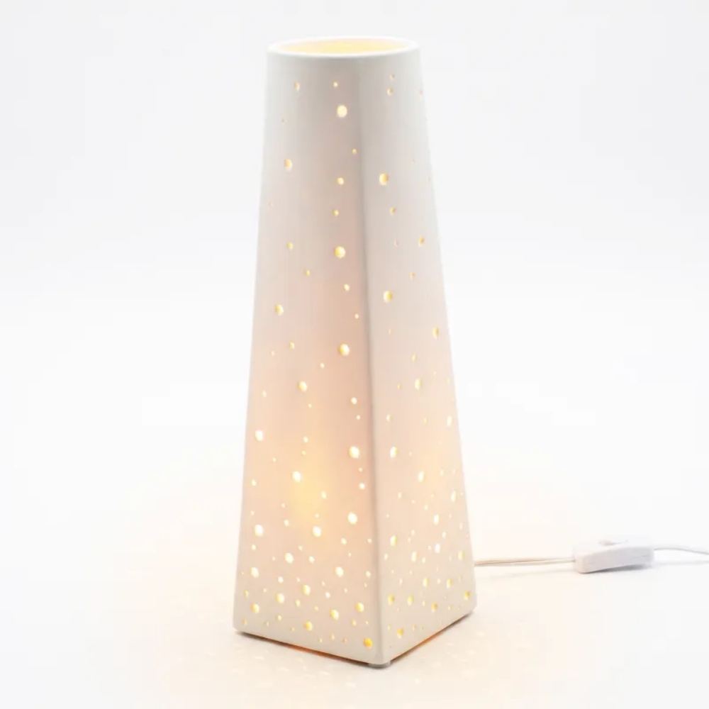 Lampka nocna ceramiczna 28CM porcelana ozdoba biała nowoczesna Tragar