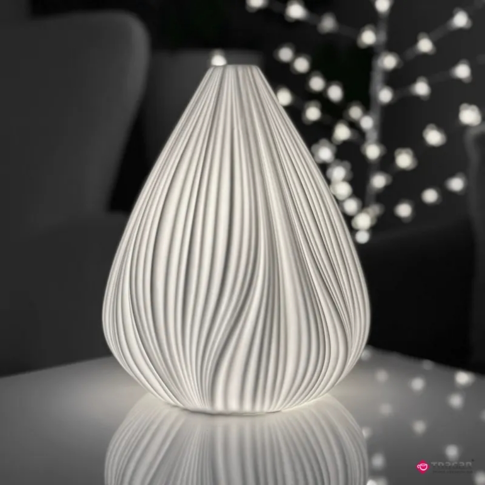 Lampka nocna ceramiczna 25CM porcelana ozdoba biała nowoczesna Tragar