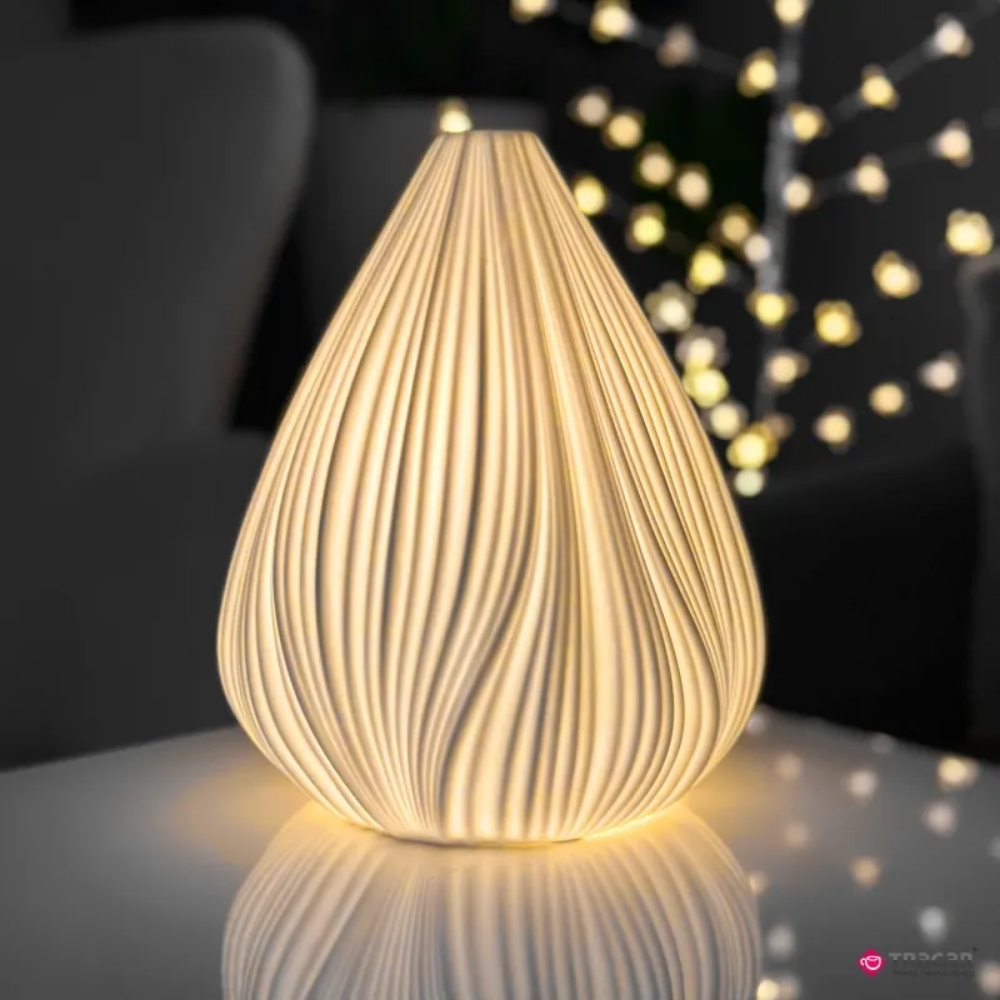 Lampka nocna ceramiczna 25CM porcelana ozdoba biała nowoczesna Tragar