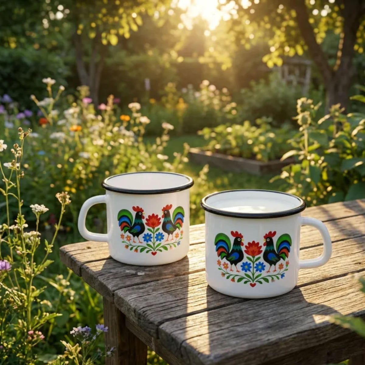 Kubek emaliowany 1200 ml do kawy herbaty biały stal retro Tragar