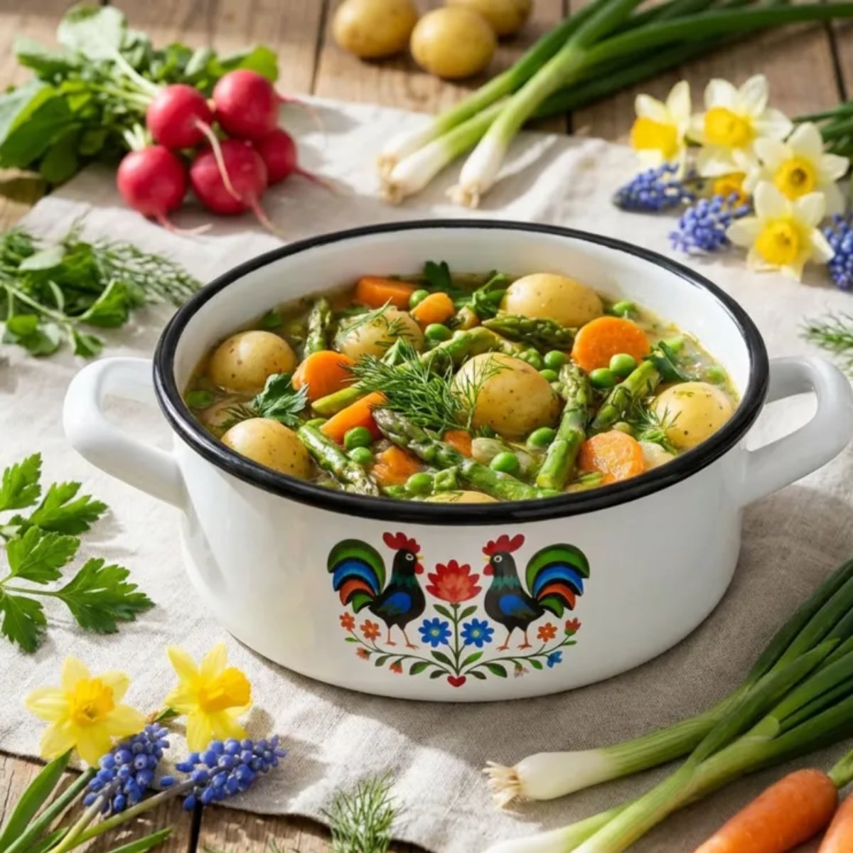 Rondel tradycyjny emaliowany 18 cm z uchwytami stalowy biały Folk 1,8 l Tragar