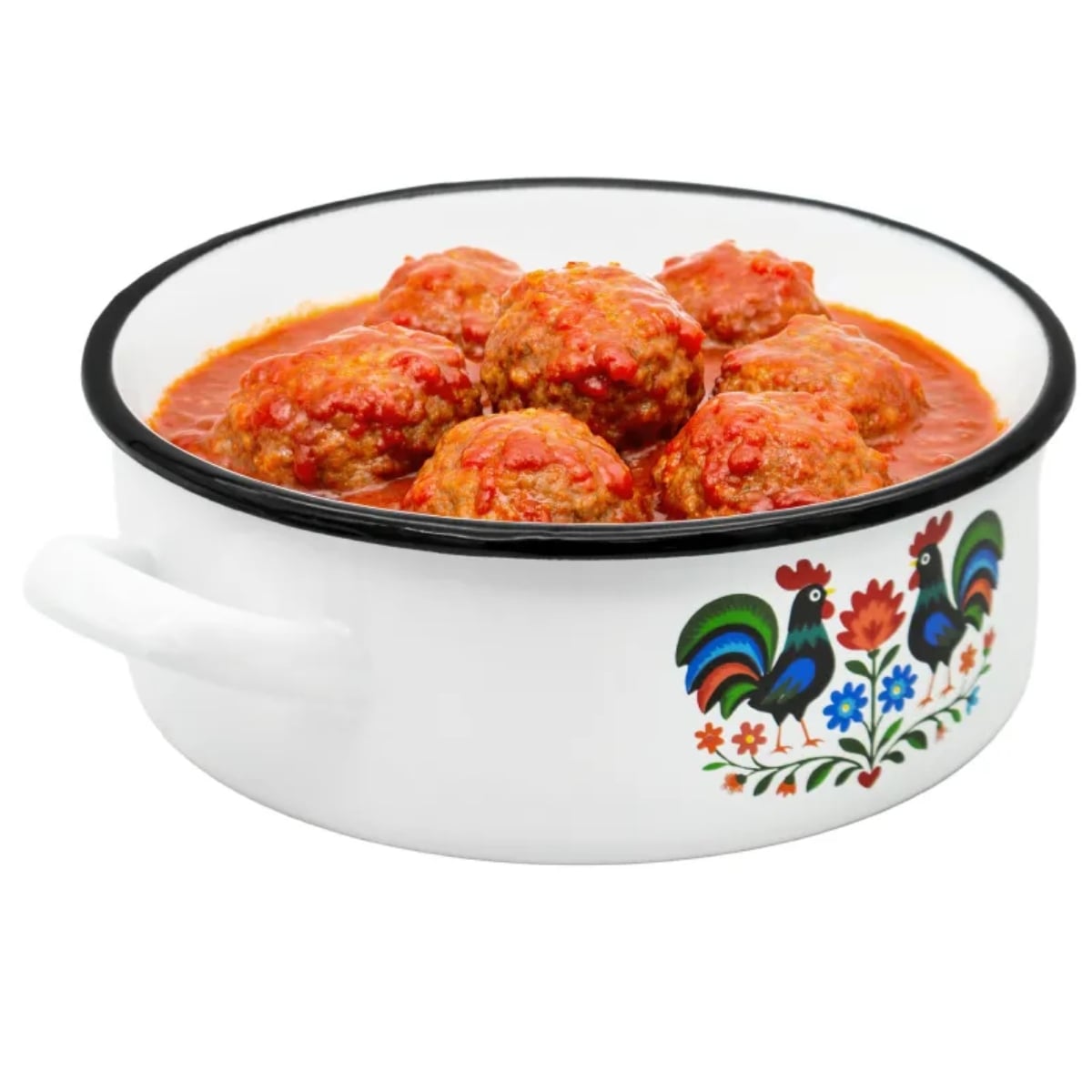 Rondel tradycyjny emaliowany 18 cm z uchwytami stalowy biały Folk 1,8 l Tragar