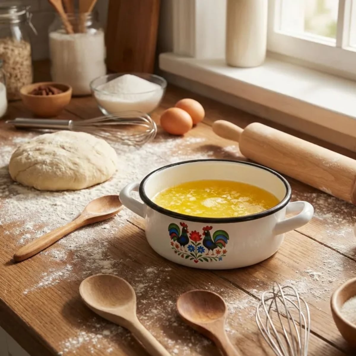 Rondel tradycyjny emaliowany 20 cm z uchwytami stalowy biały Folk 2,5 l Tragar