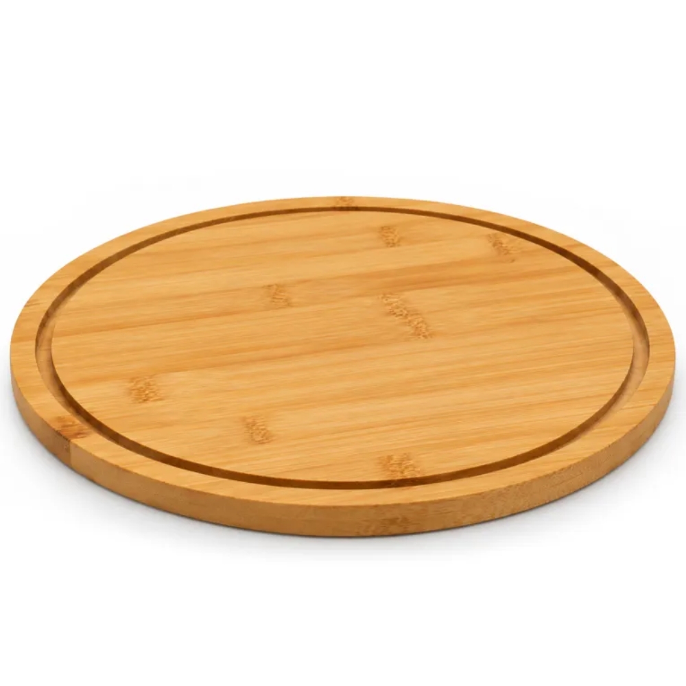Deska do krojenia okrągła z kloszem 28 cm patera bambusowa do serwowania Tragar