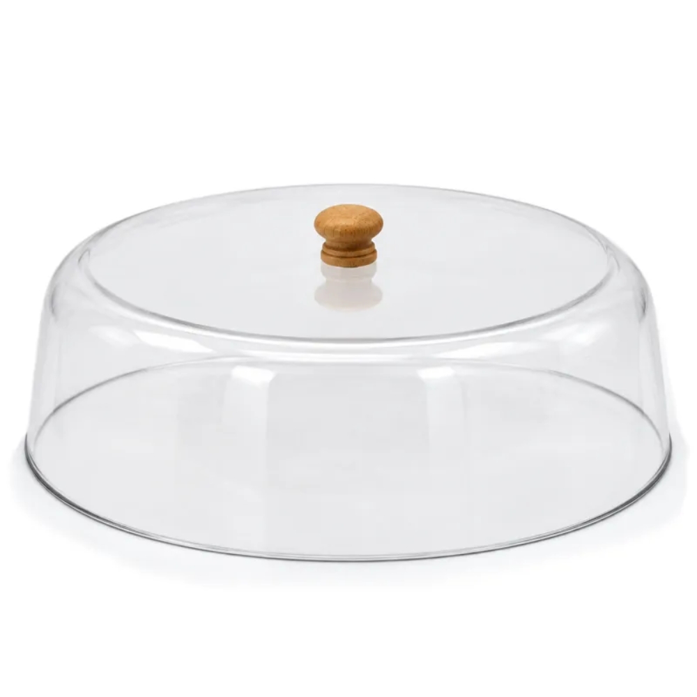 Deska do krojenia okrągła z kloszem 28 cm patera bambusowa do serwowania Tragar