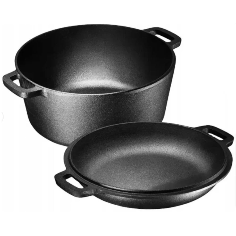 Garnek żeliwny  24 cm brytfanna 2w1 okrągła 3.5L ciężki na indukcję gaz Krisberg KR 7701