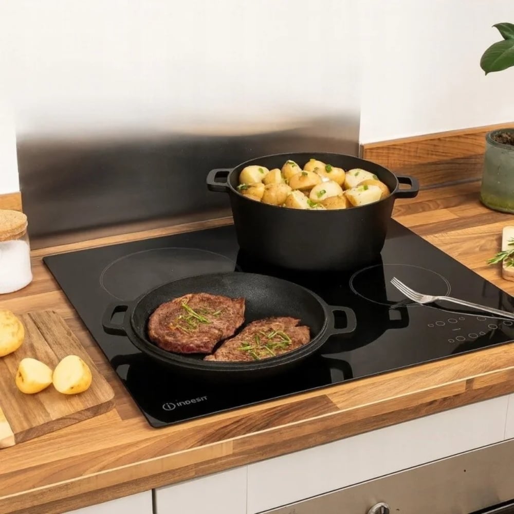 Garnek żeliwny  24 cm brytfanna 2w1 okrągła 3.5L ciężki na indukcję gaz Krisberg KR 7701