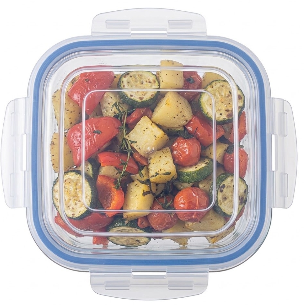 Pojemnik 1200 ml na żywność jedzenie pudełko z pokrywką lunchbox kwadratowy hermetyczny MGHome