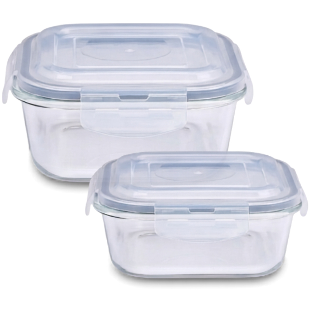 Zestaw pojemników 800/300 ml na żywność jedzenie pudełka z pokrywką lunchbox kwadratowe hermetyczne Cucinia MG Home