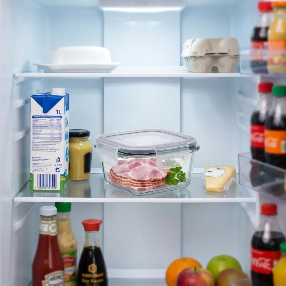 Szklany pojemnik 450 ml na żywność jedzenie Altom Design Fresh pudełko z pokrywką lunchbox kwadratowy hermetyczny