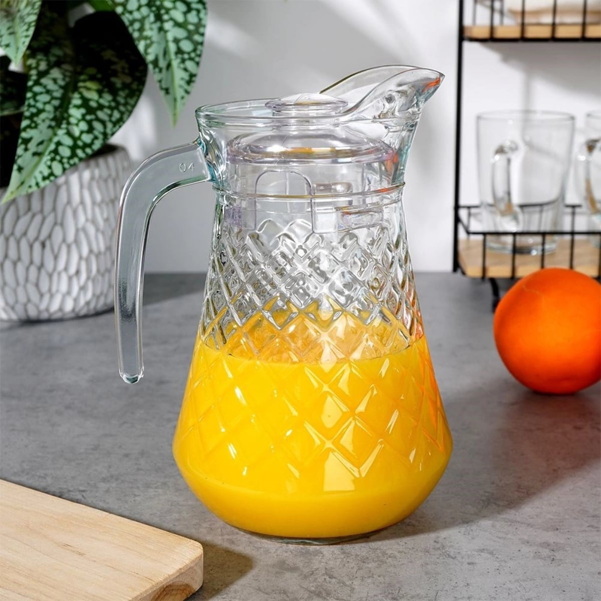 Dzbanek szklany 1400 ml z pokrywką do serwowania lemoniady herbaty mrożonej i kompotu Vilde