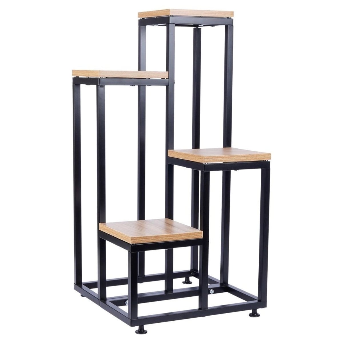 Kwietnik metalowy 69 cm czarny 4-poziomowy stojak na kwiaty i dekoracje Vilde