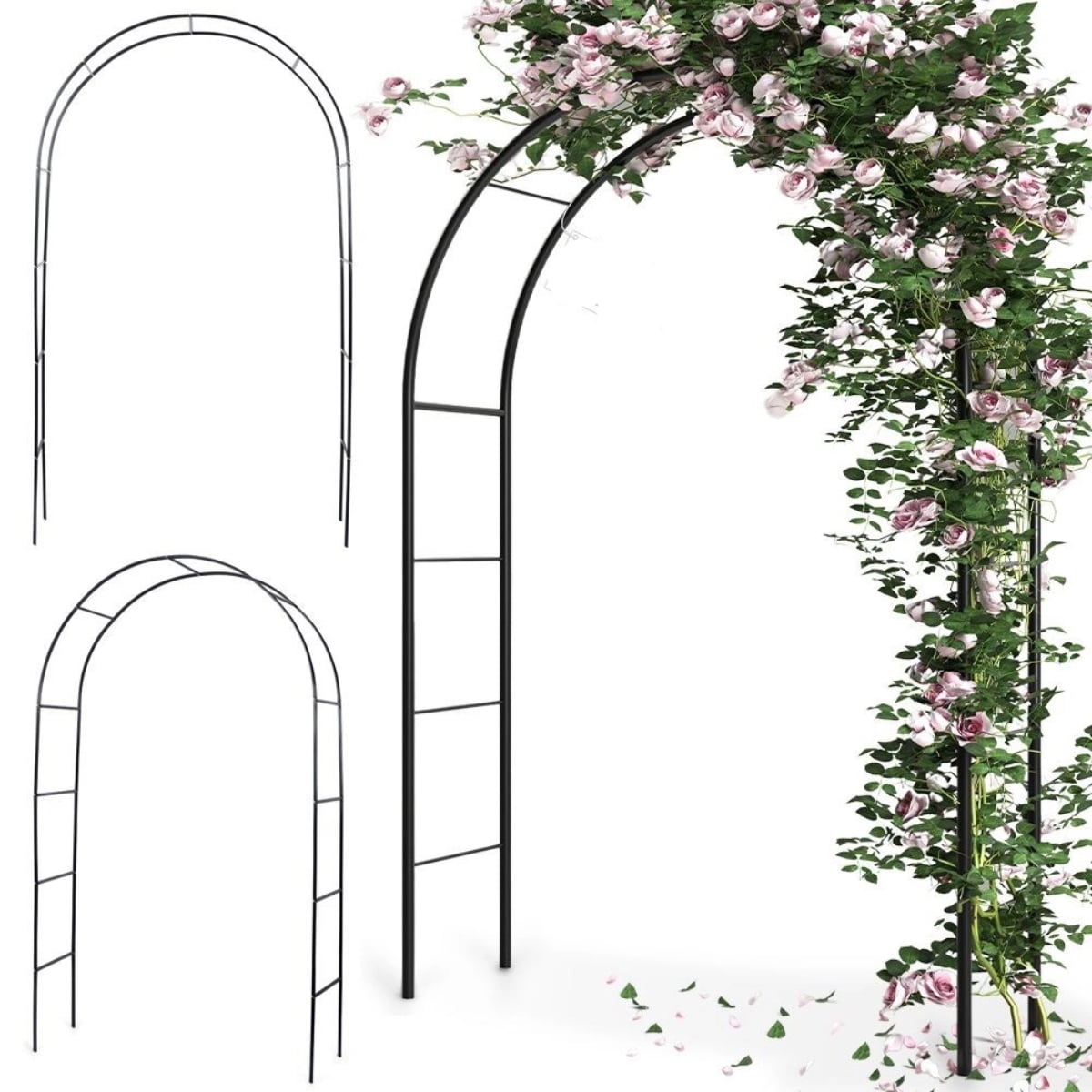 Pergola ogrodowa 145x235 cm metalowa w formie łuku na rośliny pnące Vilde