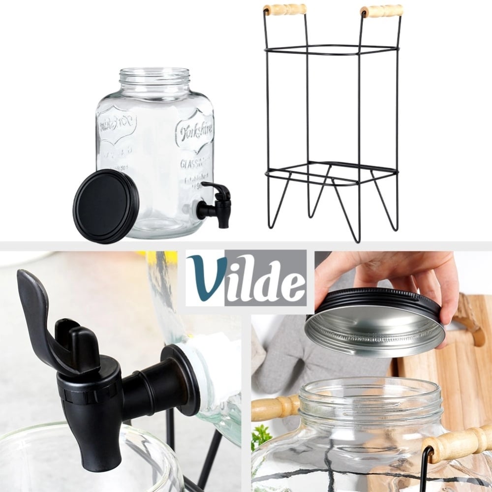 Słój szklany z kranikiem 4.2 L z czarnym stojakiem do lemoniady napojów wody Altom Design