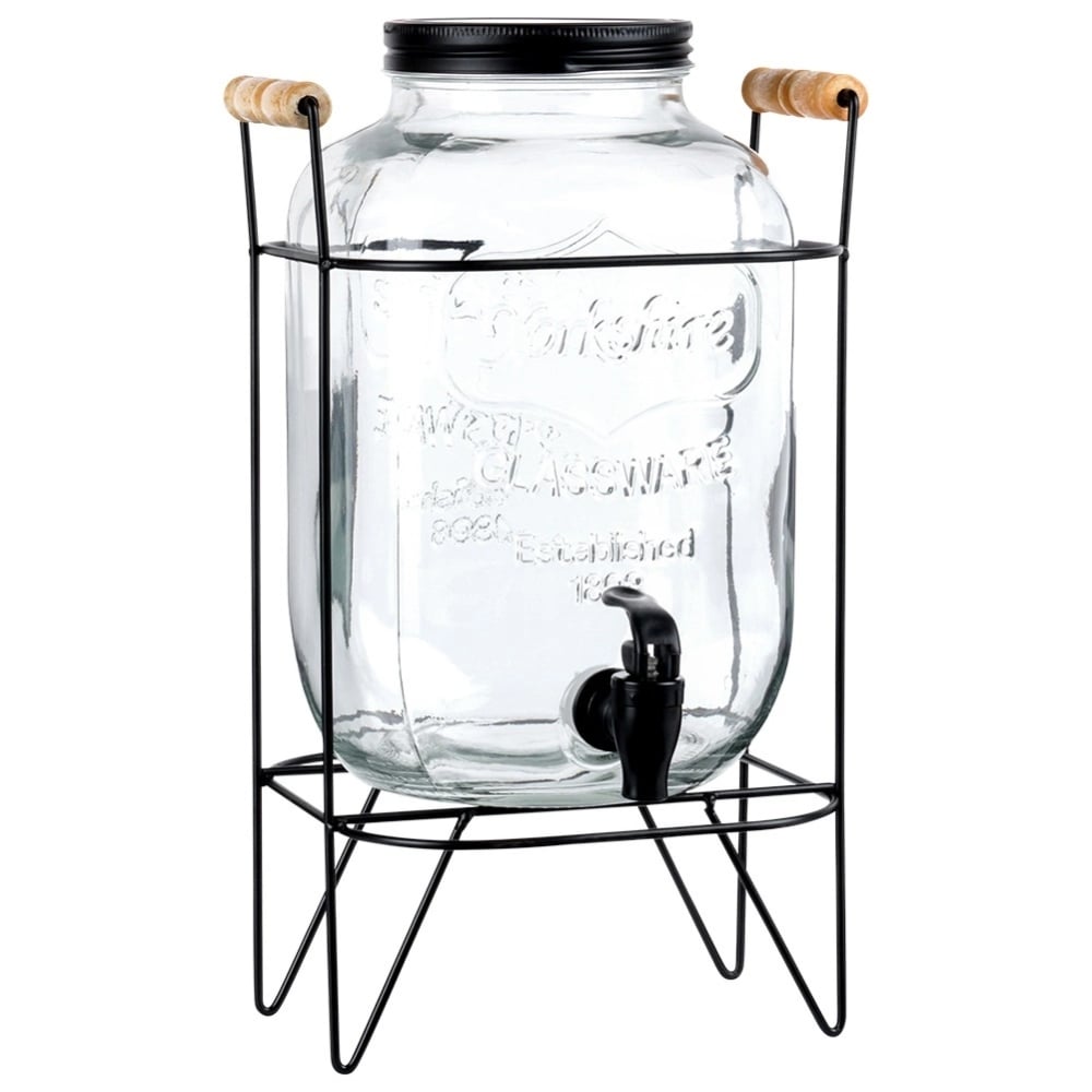 Słój szklany z kranikiem 5.5 L z czarnym stojakiem do lemoniady napojów wody Vilde