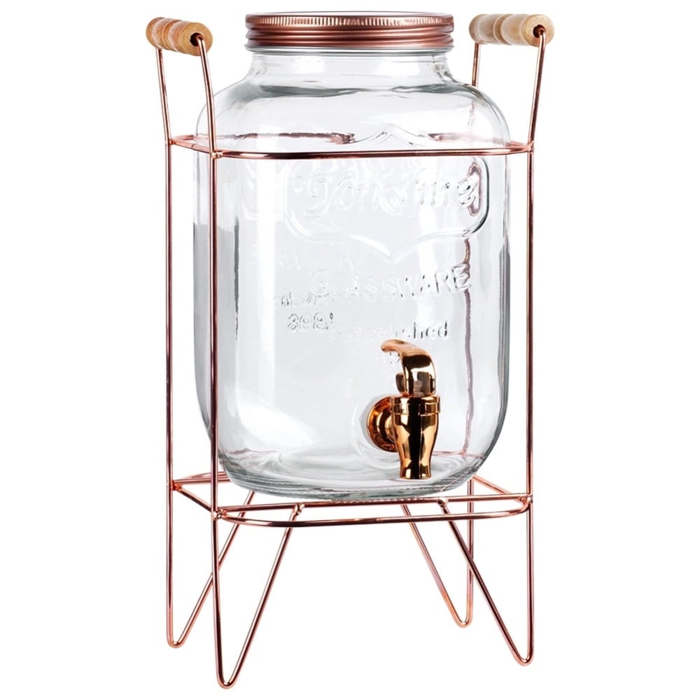 Słój szklany z kranikiem 4.2 L z złotym stojakiem do lemoniady napojów wody Vilde