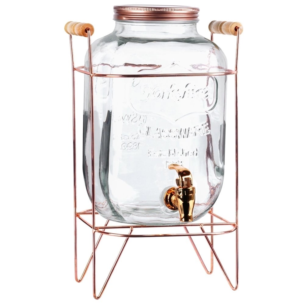 Słój szklany z kranikiem 5.5 L z złotym stojakiem do lemoniady napojów wody Vilde