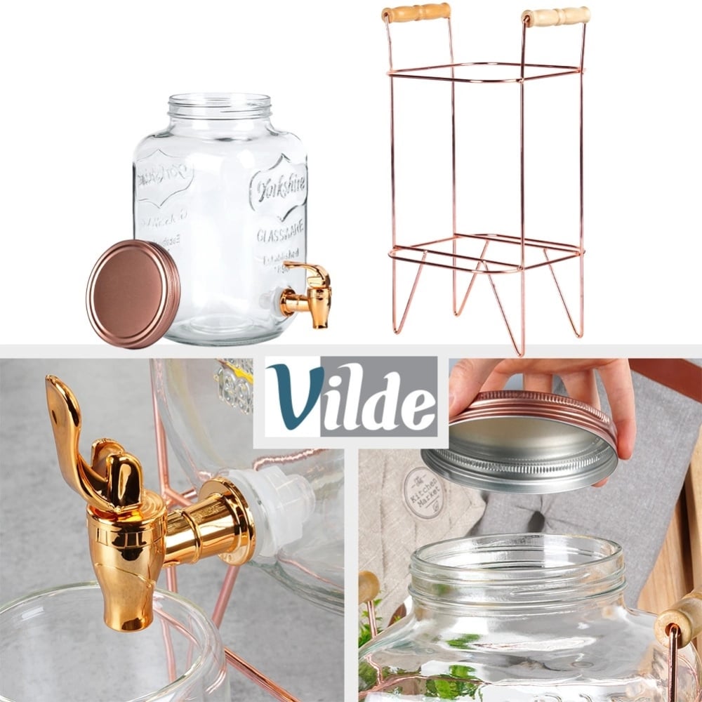 Słój szklany z kranikiem 8L z czarnym stojakiem do lemoniady napojów wody Vilde