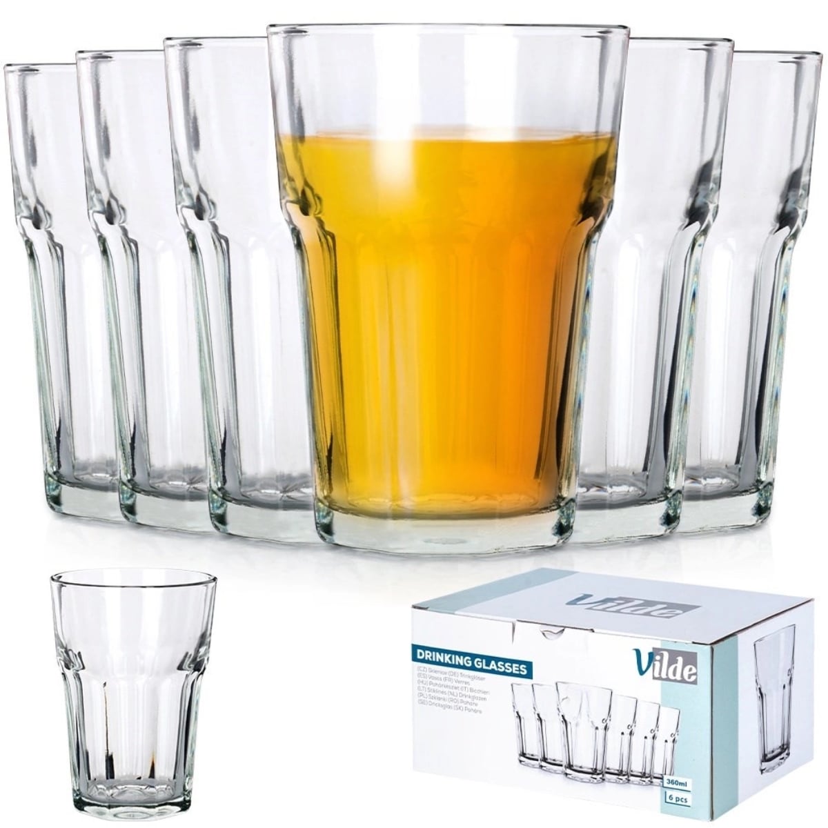 Szklanki do soków napojów 360 ml zestaw 6 sztuk Vilde