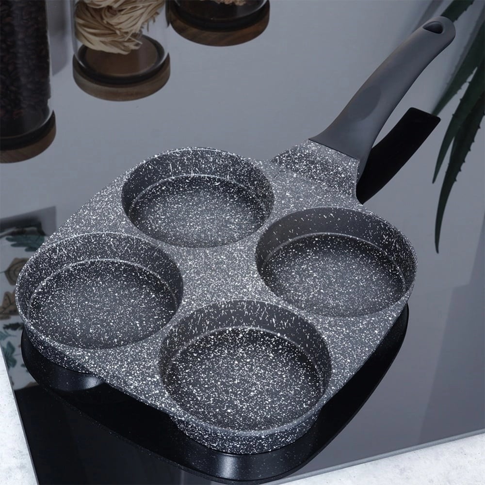 Patelnia granitowa do jajek i pancake 4 otwory BLACK LINE 19x19 cm Vilde