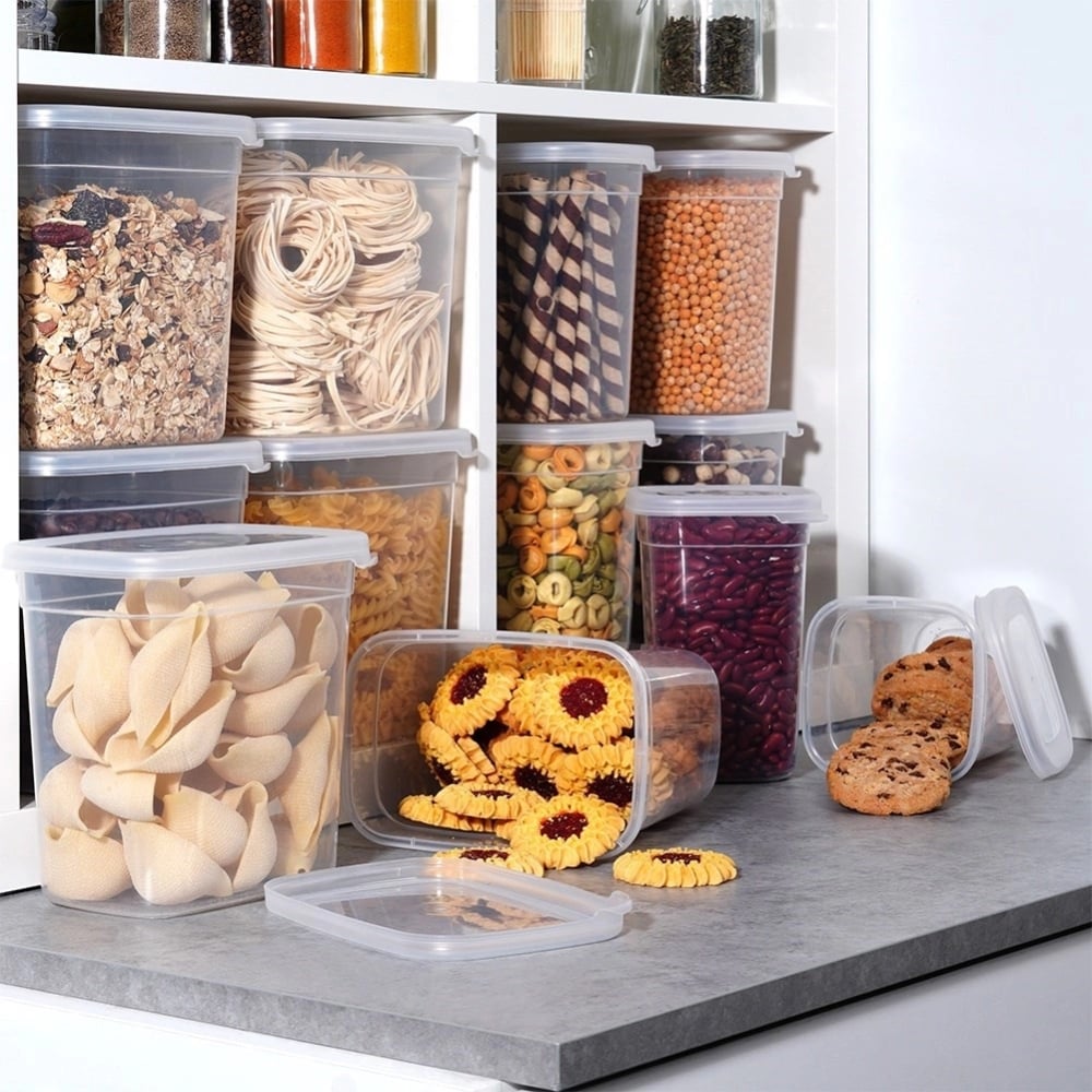 Pojemnik kuchenny z pokrywką na produkty sypkie wysoki biały 1L Vilde