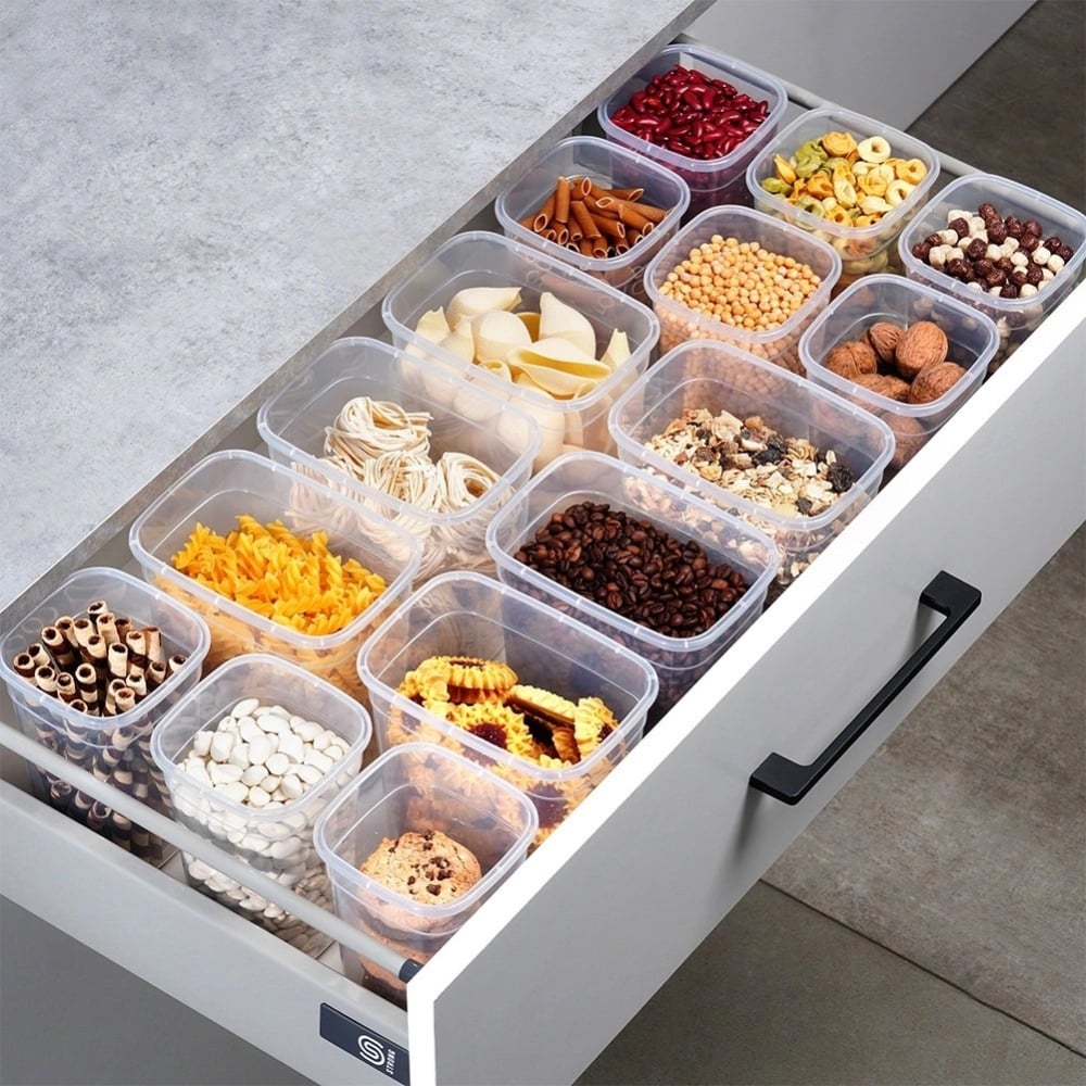 Pojemnik kuchenny z pokrywką na produkty sypkie wysoki biały 1L Vilde