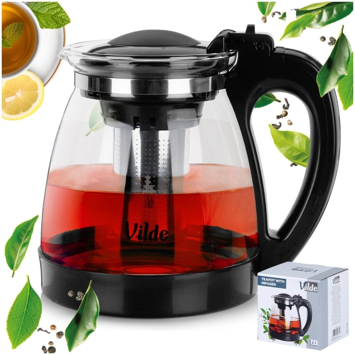 Dzbanek z zaparzaczem do herbaty i naparów ziołowych 2000 ml żaroodporny Vilde
