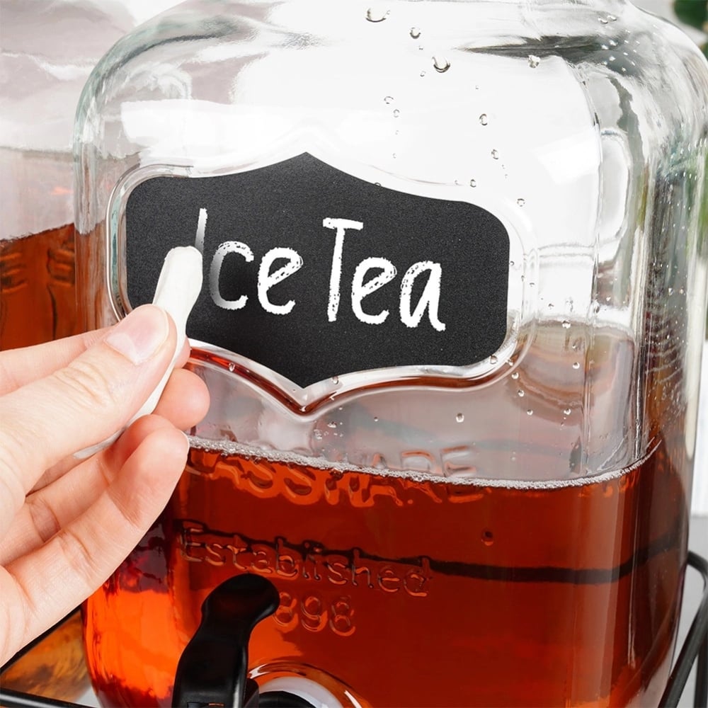 Słoje szklane z kranikiem 2x 4L z czarnym stojakiem do lemoniady napojów herbaty Vilde