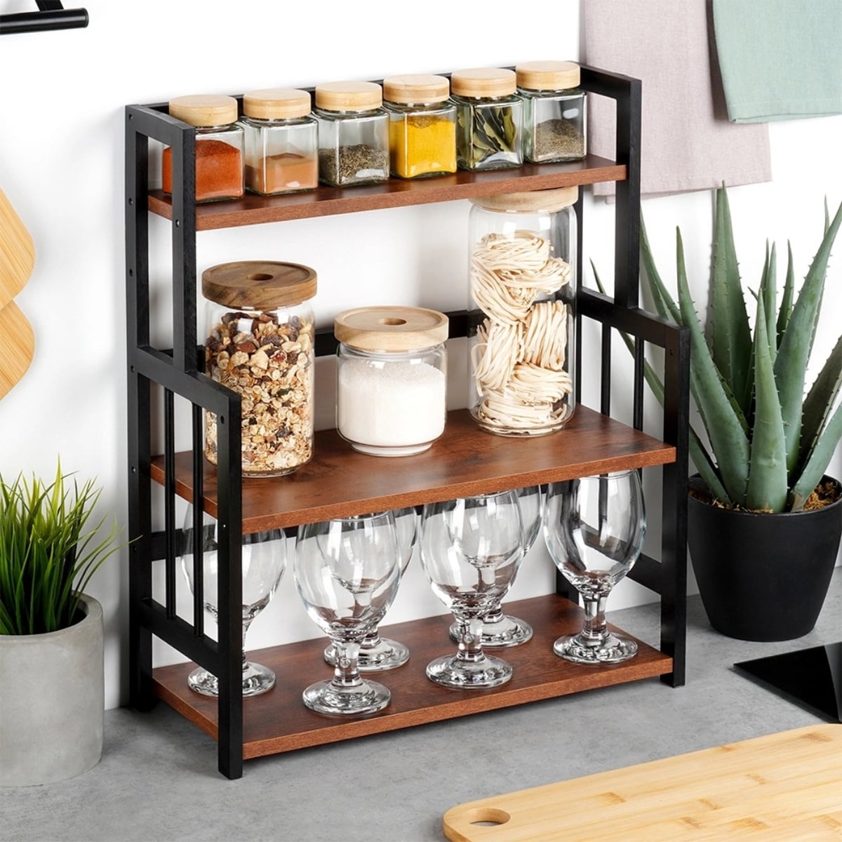 Półka kuchenna drewniana 3-poziomowa 41,5x18,5x50 cm na przyprawy akcesoria Orion