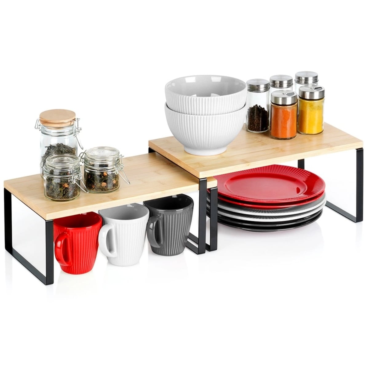 Komplet 2 półek kuchennych 33,5x19,5x16 cm / 33,5x18,5x13,5 cm organizer stojak Orion